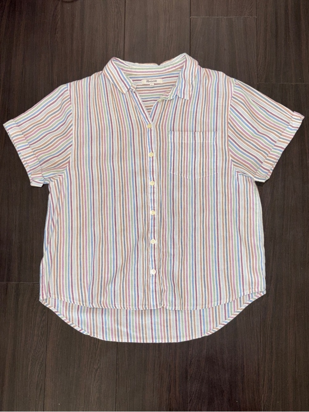 Madewell Chronicle Shirt Multistripe Short-Sleeve Button-Down Size Small